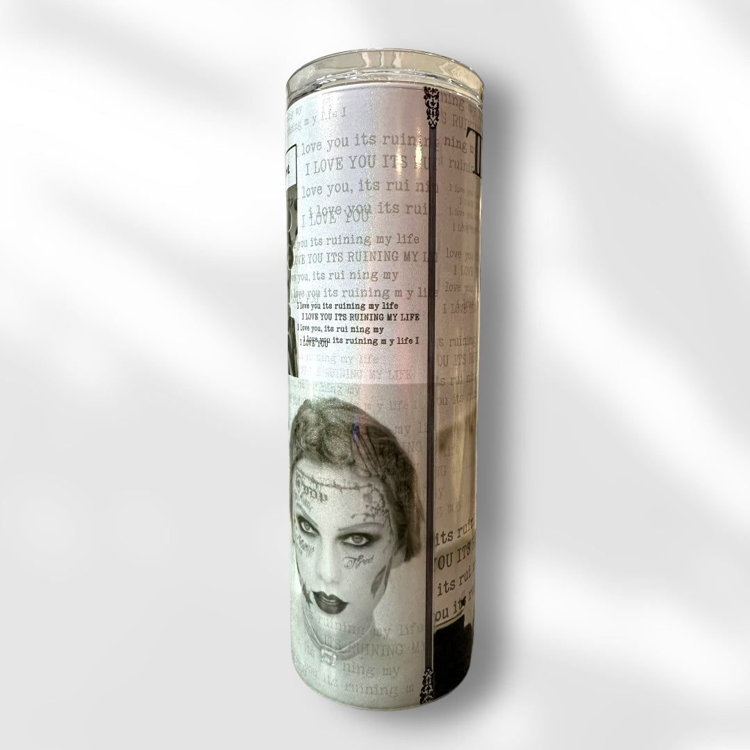 Taylor Swift's TTPD Era Fortnight feat. Post Malone Holographic 20oz Tumbler