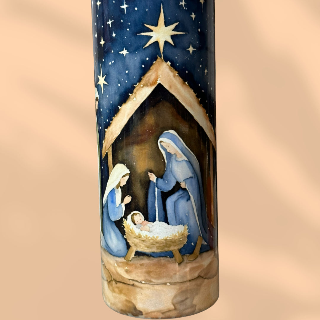 ‘Watercolor’ Nativity Scene Christmas Tumbler