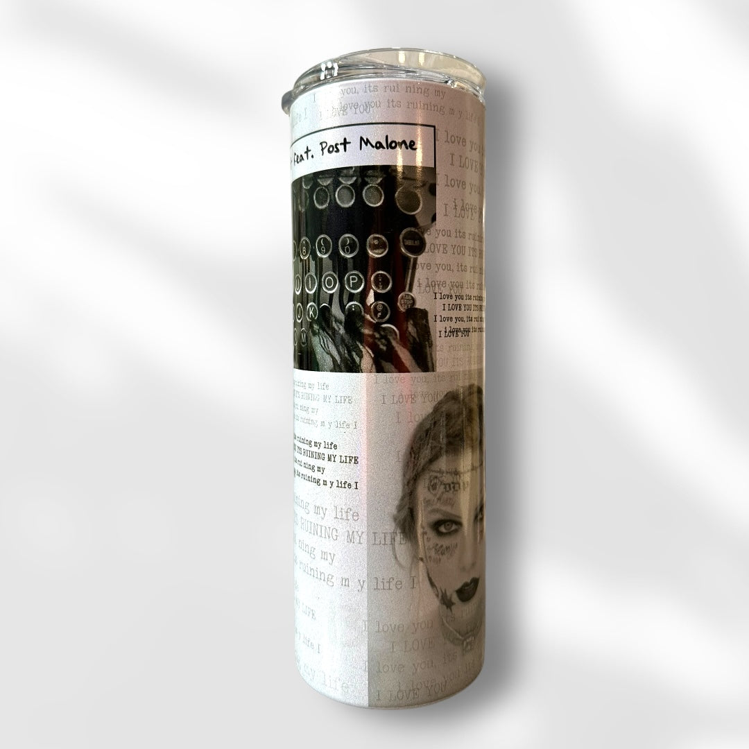 Taylor Swift's TTPD Era Fortnight feat. Post Malone Holographic 20oz Tumbler