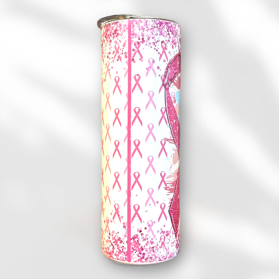 “Nobody Fights Alone” Breast Cancer Awareness Sublimation Tumbler