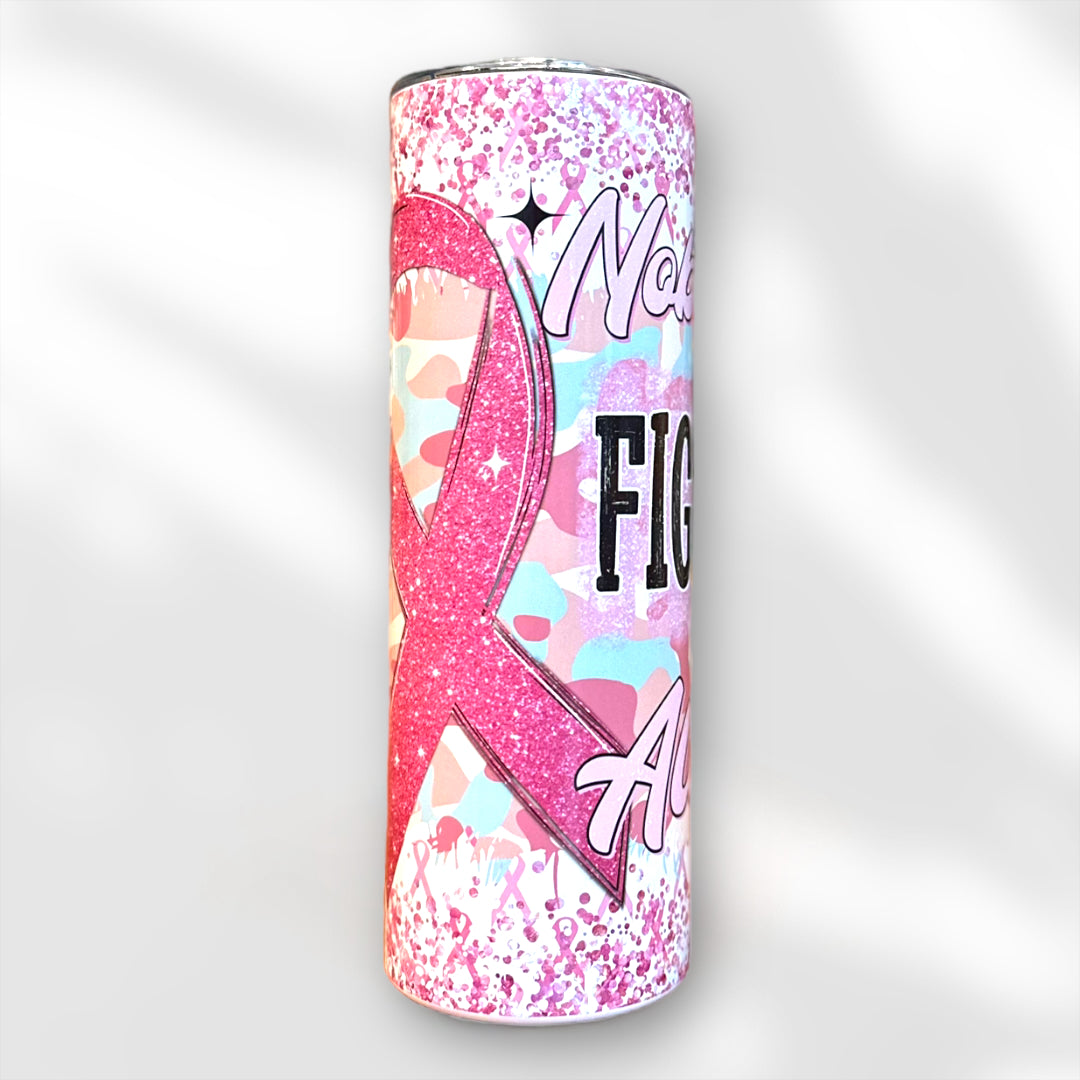 “Nobody Fights Alone” Breast Cancer Awareness Sublimation Tumbler