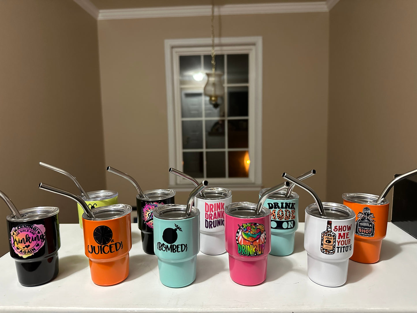 Two-Pack: Mini Shot Glass Tumbler with UV DTF Stickers - Savings with Multi-Packs!