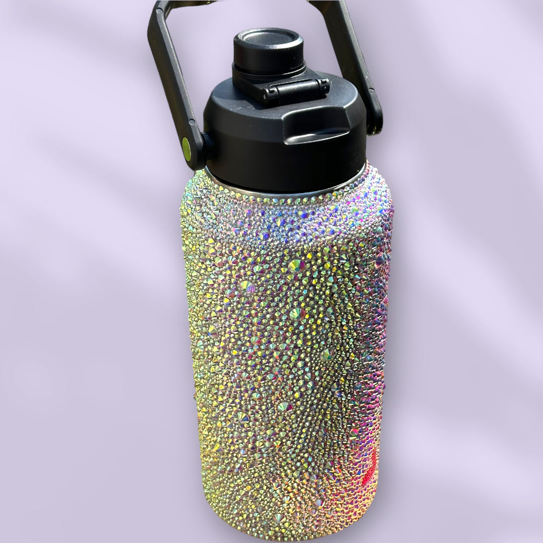 Crystal AB Rhinestone 100oz Water Bottle