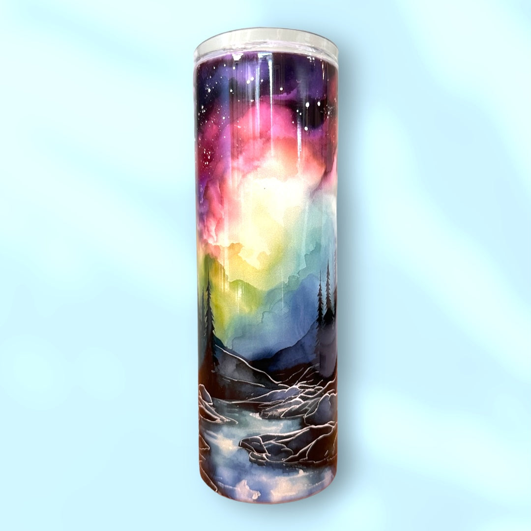 Aurora Borealis Tumbler - Watercolor Northern Lights Design