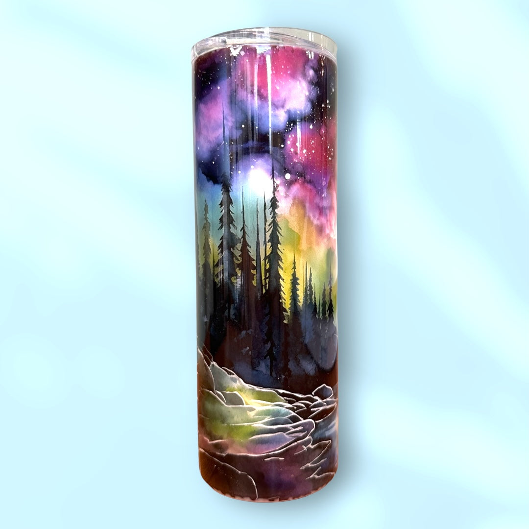 Aurora Borealis Tumbler - Watercolor Northern Lights Design