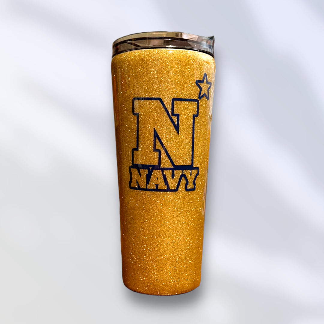 USNA Gold Glitter Tumbler