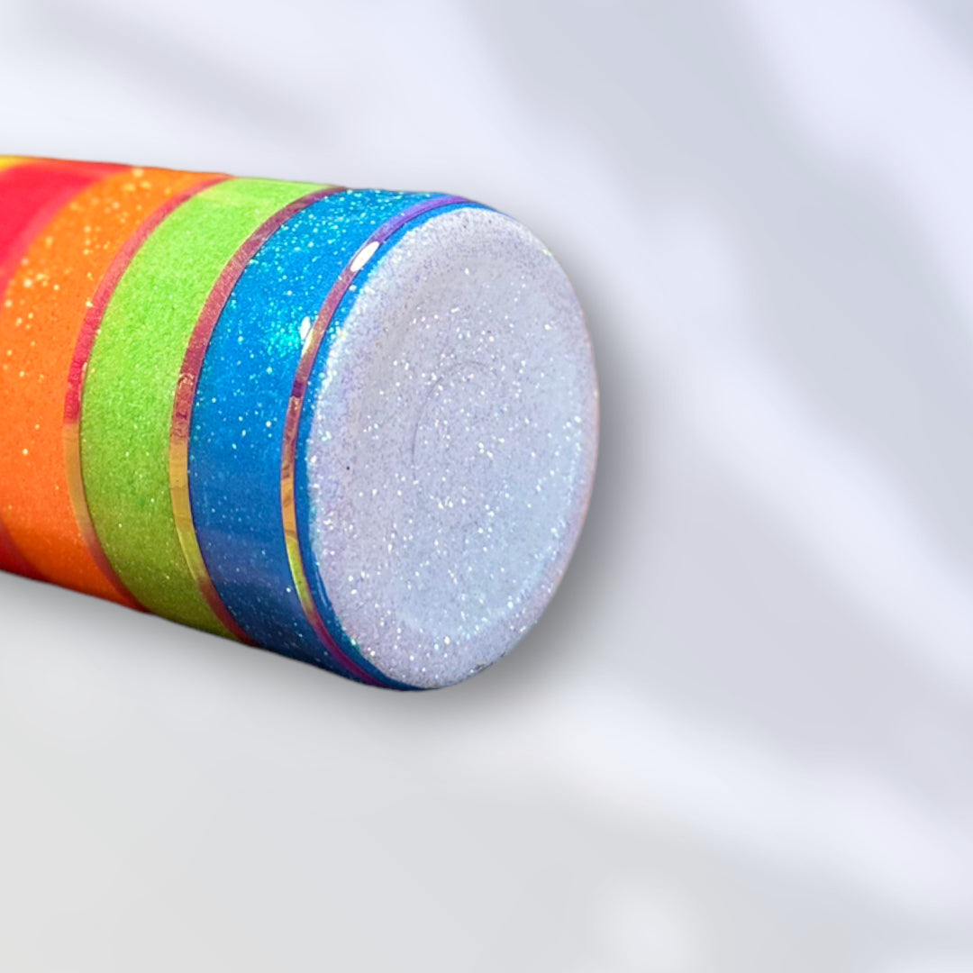 Rainbow Stripe Glitter Tumbler