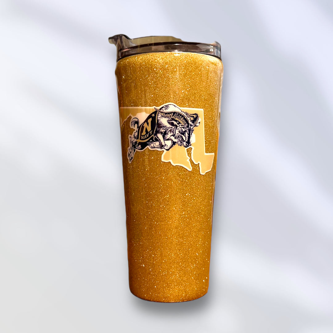 USNA Gold Glitter Tumbler