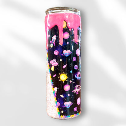 Donut Alien Glitter Drip Tumbler