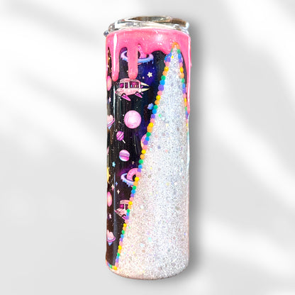 Donut Alien Glitter Drip Tumbler