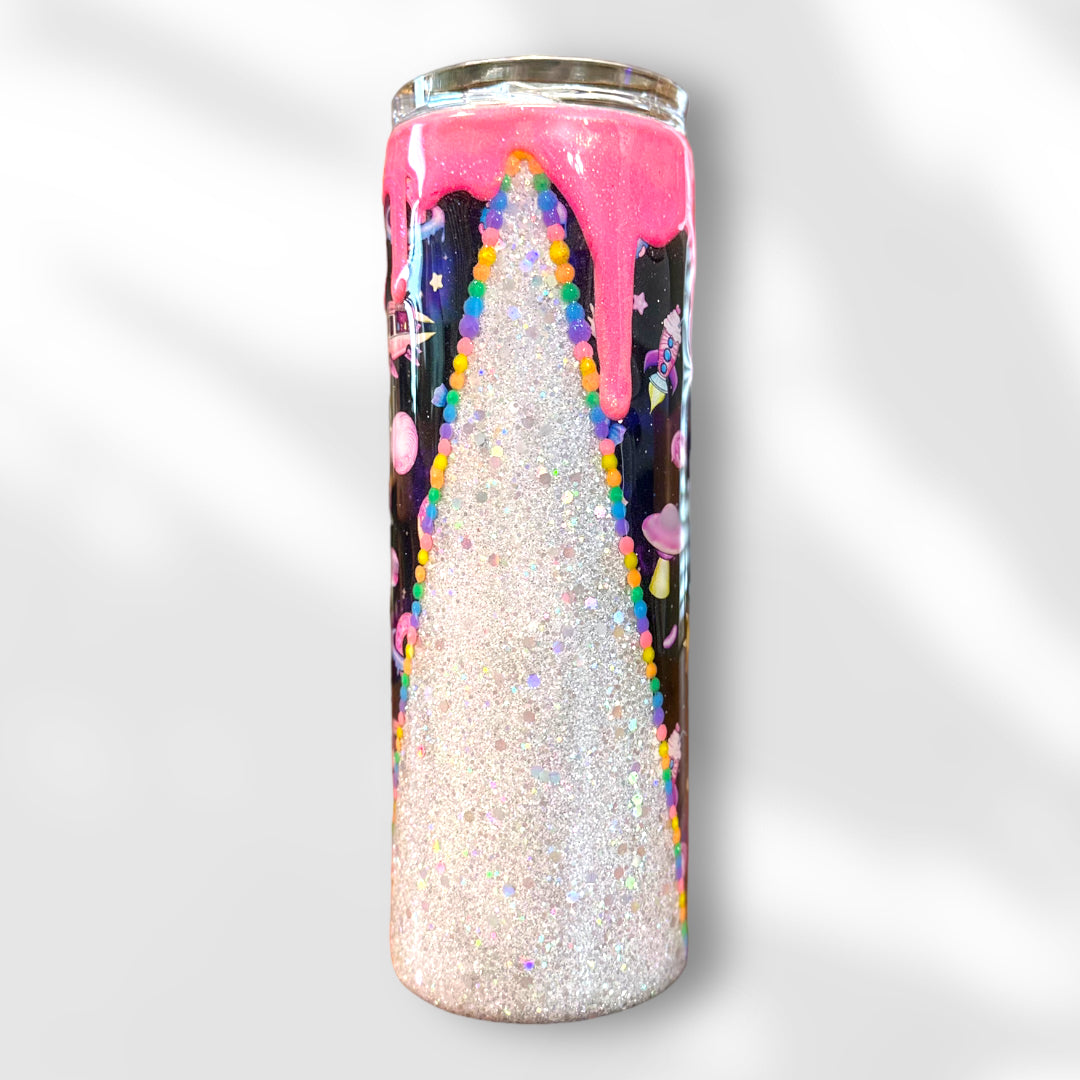 Donut Alien Glitter Drip Tumbler