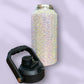 Crystal AB rhinestone 100oz water jug with hot pink heart accent