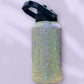 Crystal AB rhinestone 100oz water jug with hot pink heart accent