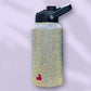 Crystal AB rhinestone 100oz water jug with hot pink heart accent