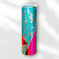 Serape Turquoise Glitter Tumbler