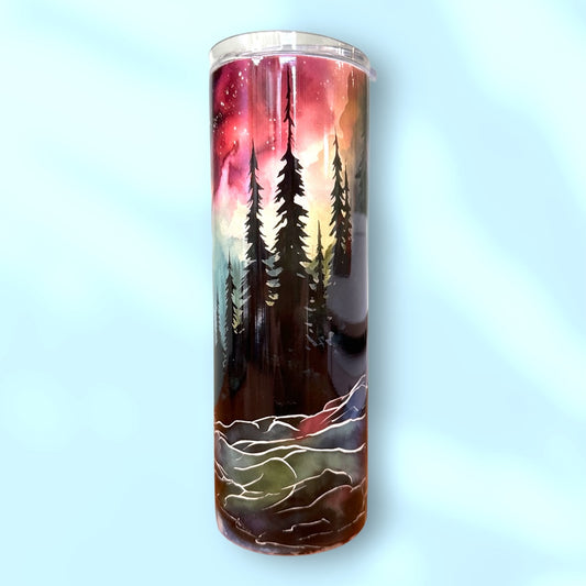 Aurora Borealis Tumbler - Watercolor Northern Lights Design